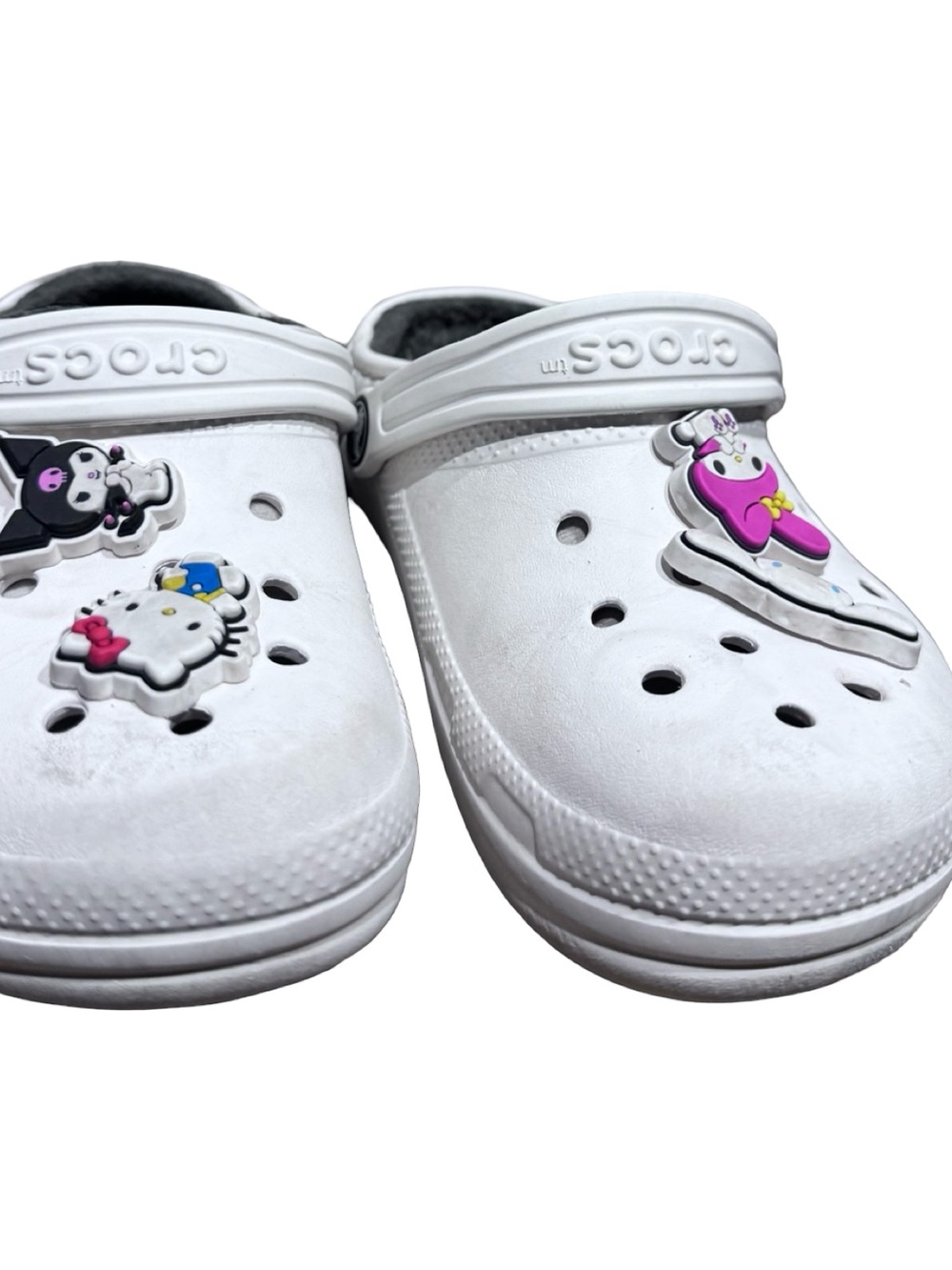 CROCS Kids White Clogs with Colorful Character Jibbitz